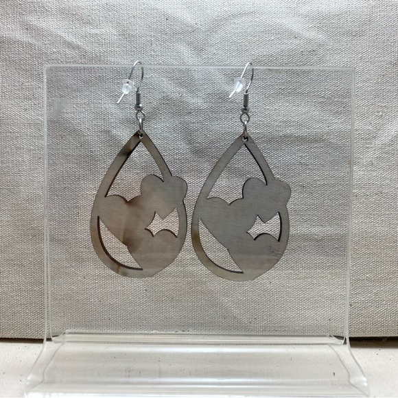 Valentine's Day Love Hearts Wooden Drop Dangle Earrings - Picture 7 of 11